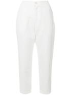 Eleventy High-waisted Cropped Trousers - White