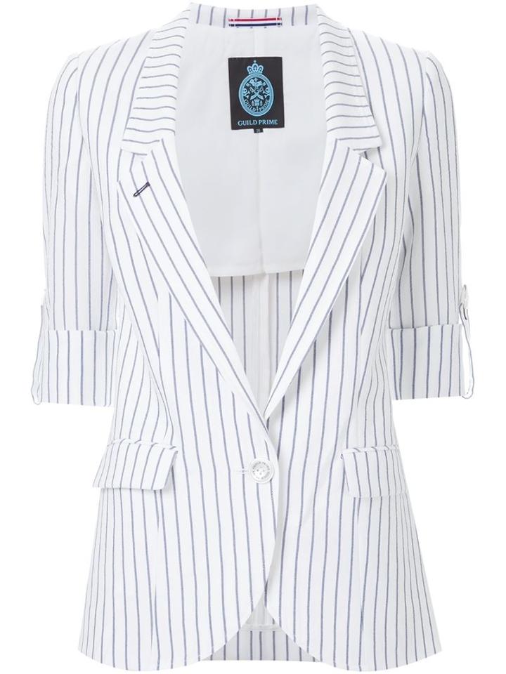 Guild Prime Striped Blazer, Women's, Size: 36, White, Cupro/polyester/rayon