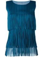 Pleats Please By Issey Miyake - Fringed Top - Women - Polyester - 4, Blue, Polyester