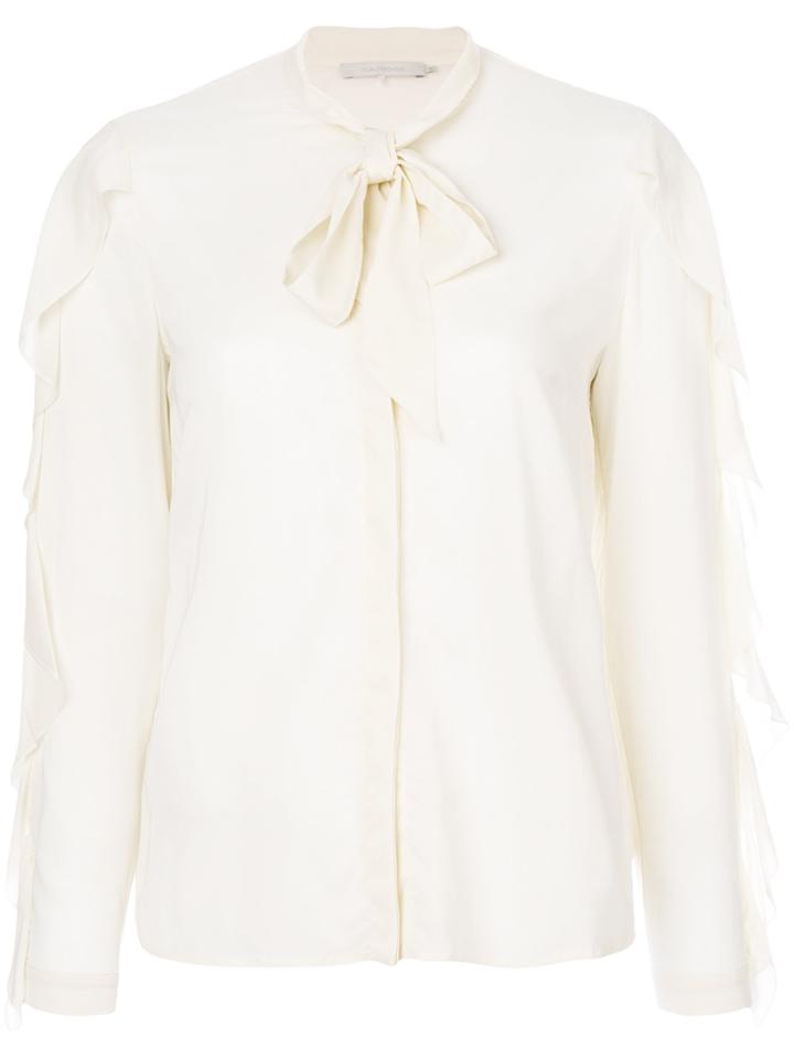 L'autre Chose Pussy-bow Ruffle Blouse - Nude & Neutrals