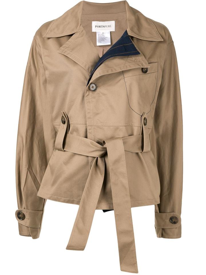 Portspure Belted Oversized Jacket - Brown