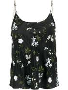 Paco Rabanne Embroidered Floral Cami Top - Black