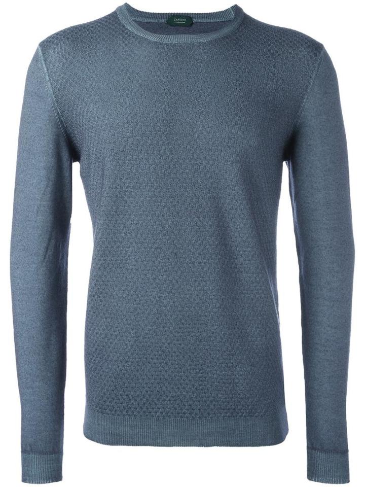 Zanone Crew Neck, Men's, Size: 48, Grey, Virgin Wool