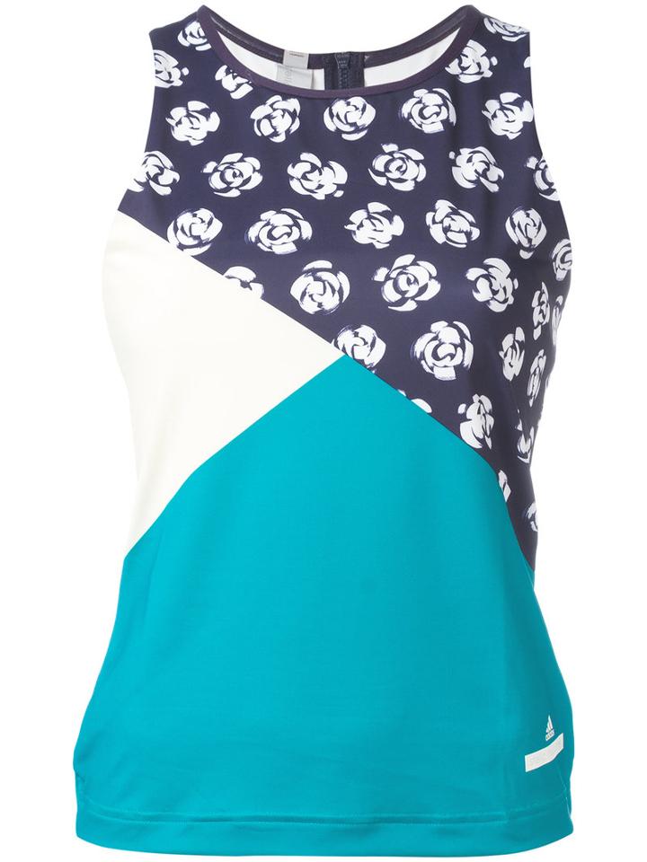 Adidas By Stella Mccartney Kite Floral Run Tank Top, Women's, Size: Small, Blue