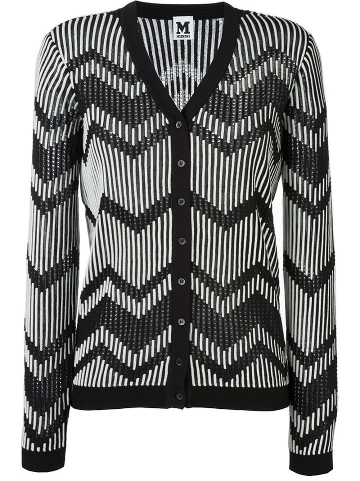 M Missoni Zig-zag Effect Cardigan, Women's, Size: 44, Black, Cotton/acrylic/polyamide/wool