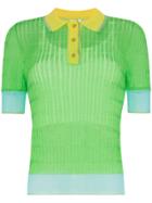 I-am-chen Colour Block Semi-sheer Polo Shirt - Black