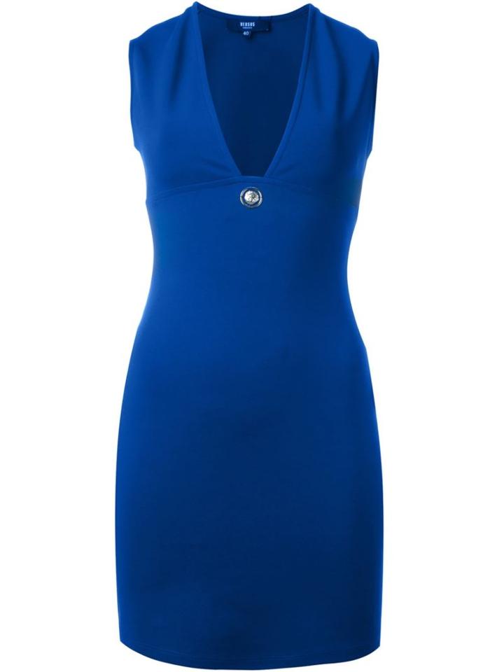 Versus Sleeveless Fitted Minidress, Women's, Size: 44, Blue, Viscose/polyamide/spandex/elastane