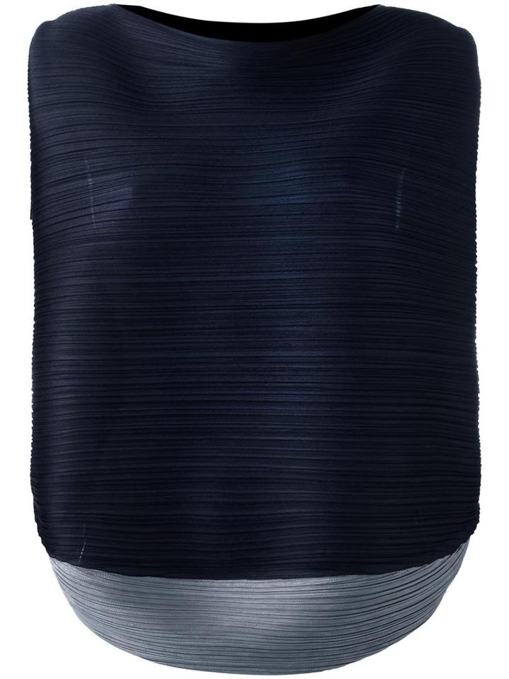 Pleats Please By Issey Miyake Pleated Sleeveless Blouse, Women's, Size: 3, Blue, Polyester