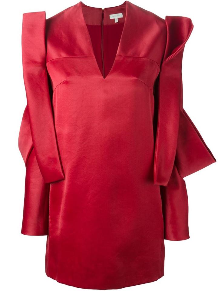 Delpozo Asymmetric Appliqué Dress, Women's, Size: 34, Red, Silk/viscose