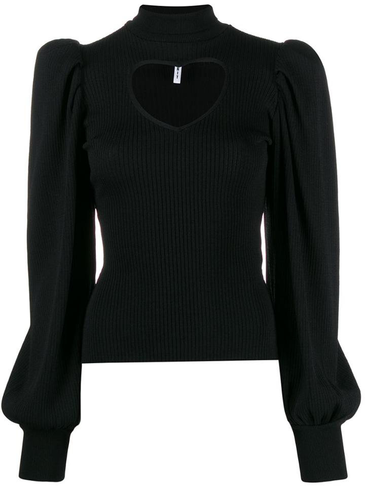 Msgm Heart-shaped Cut Out Sweater - Black