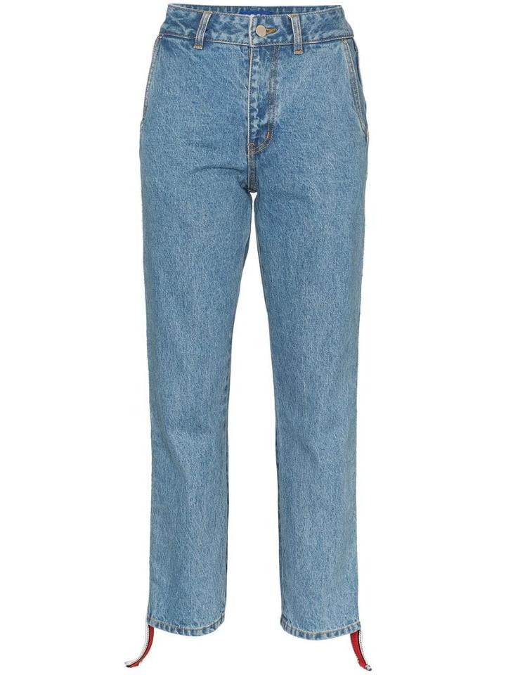 Ader Error Side-stripe Cropped Jeans - Blue