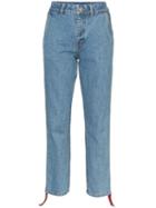 Ader Error Side-stripe Cropped Jeans - Blue