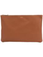 Jil Sander Zipped Logo Clutch - Brown