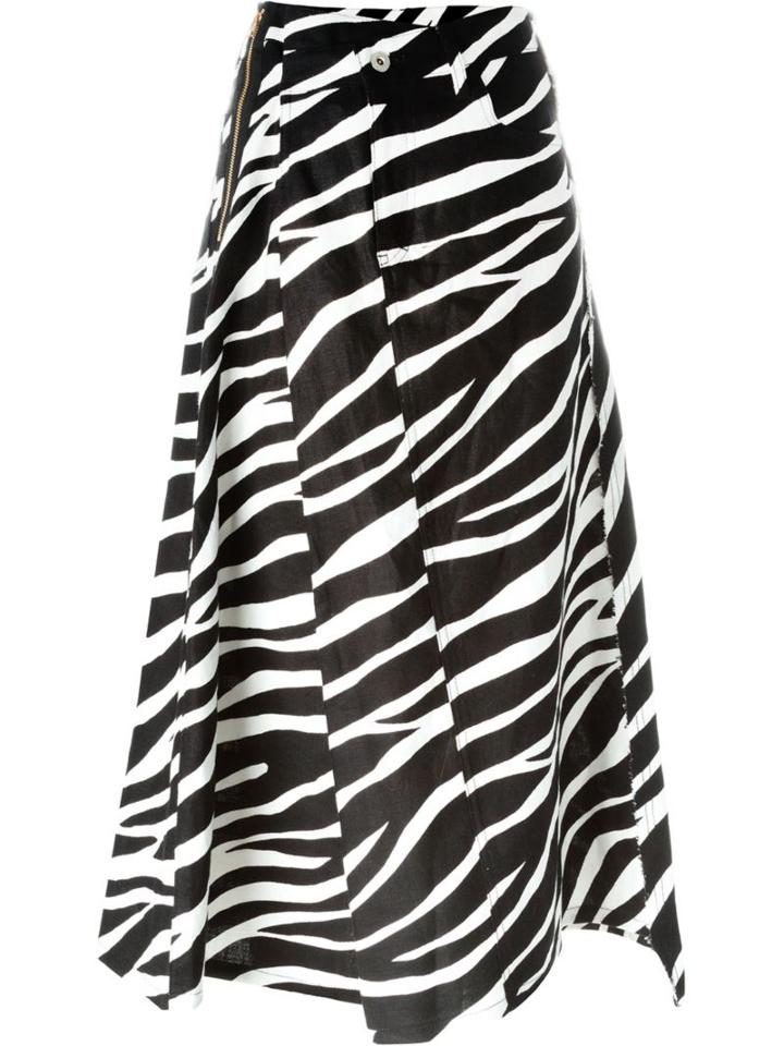 Junya Watanabe Comme Des Garçons Zebra Print A-line Skirt, Women's, Size: M, Black, Linen/flax