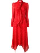 Saint Laurent Glitter Embellished Dress, Women's, Size: 44, Red, Silk