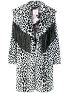 Ainea Leopard Faux Fur Coat - Black