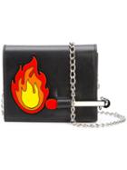 Yazbukey Fire Patch Chain Bag, Women's, Black, Leather/polyamide