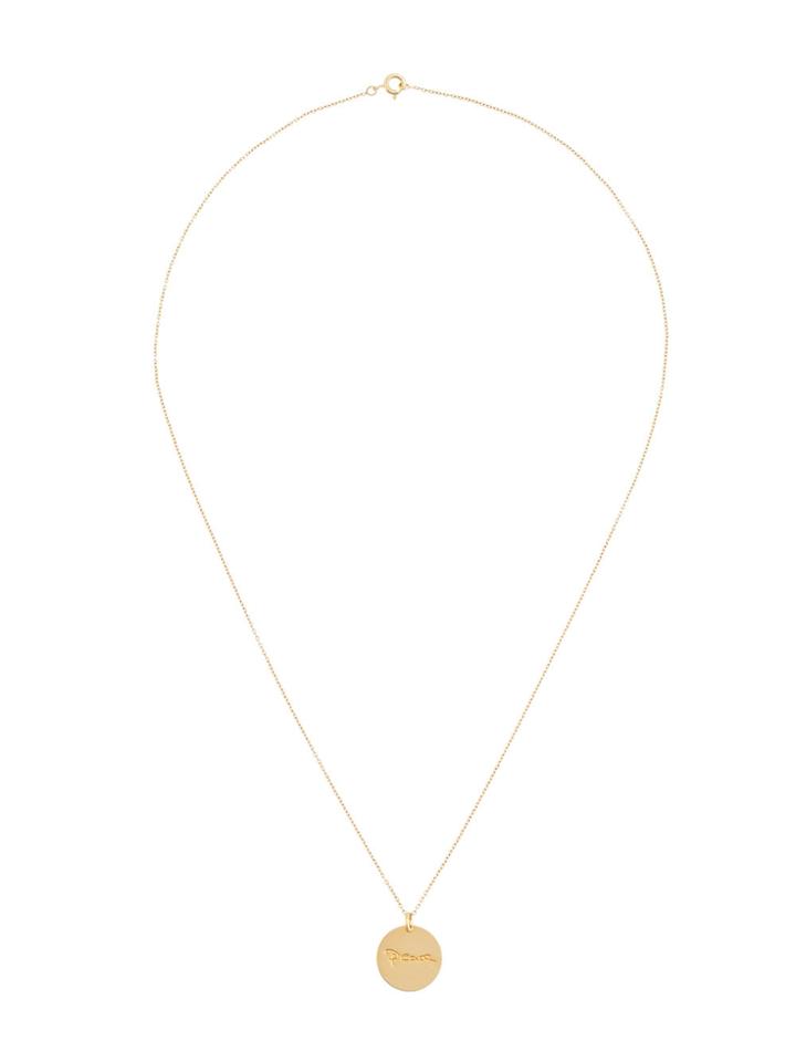 Malaika Raiss Engraved Peace Pendant Necklace - Metallic