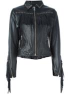Diesel Fringed Jacket, Women's, Size: Large, Black, Buffalo Leather/polyester