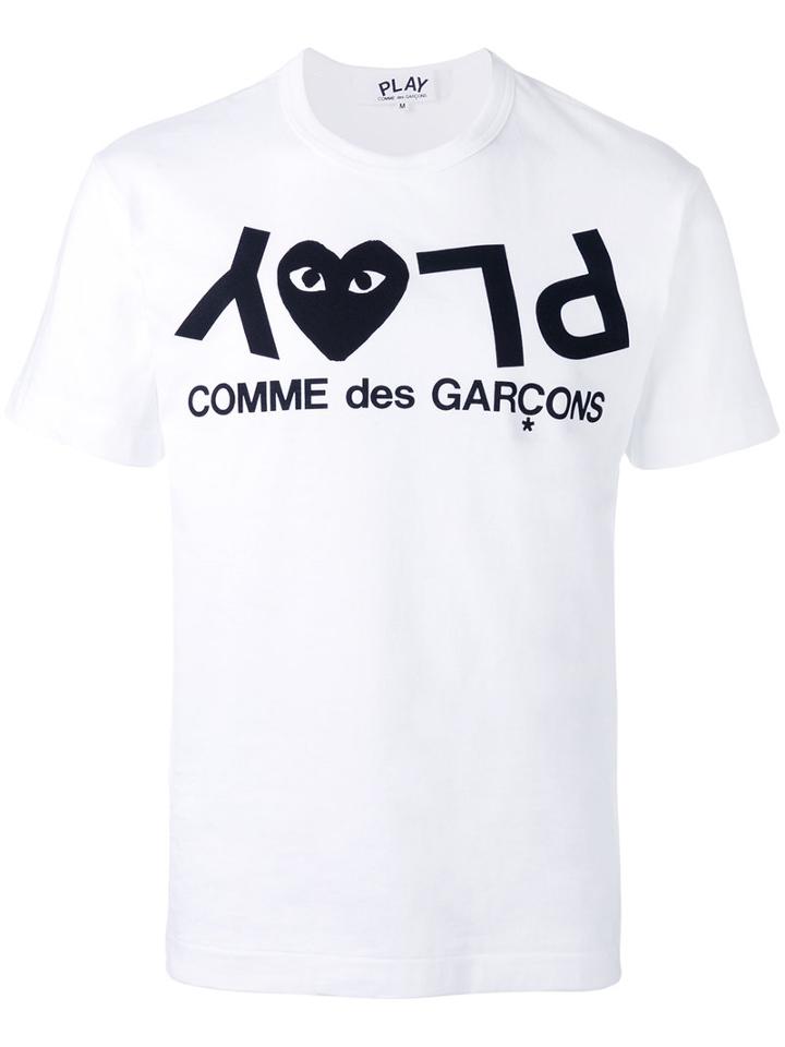 Comme Des Garçons Play - Play Logo Print T-shirt - Men - Cotton - S, White, Cotton