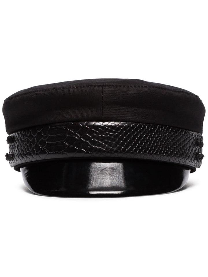 Ruslan Baginskiy Croc-effect Strap Baker Boy Hat - Black
