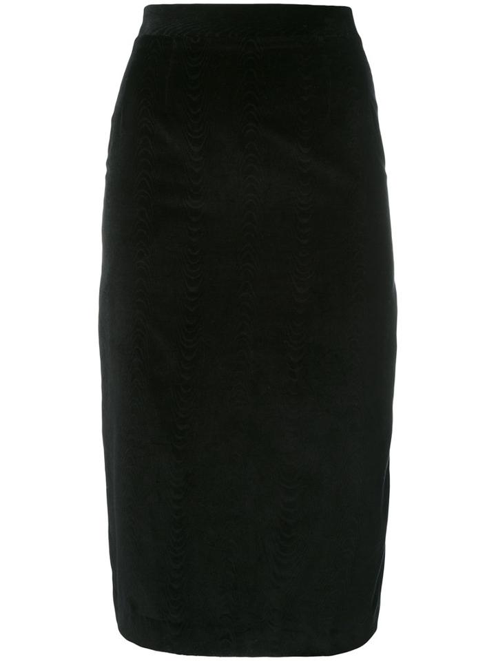 Olympia Le-tan - Pencil Skirt With Pleated Back - Women - Cotton - 38, Black, Cotton