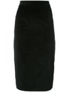Olympia Le-tan - Pencil Skirt With Pleated Back - Women - Cotton - 38, Black, Cotton