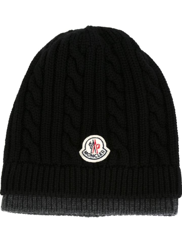 Moncler Classic Beanie, Men's, Black, Virgin Wool