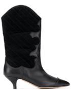 Ganni Quilted Kitten Heel Boots - Black