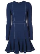 Carolina Herrera Fitted Contrast Stitching Dress - Blue