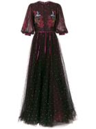 Costarellos Black Amd Tulle Corest Detail Gown
