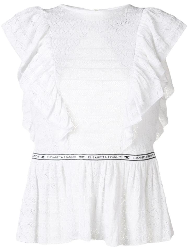 Elisabetta Franchi Open Back Peplum Blouse - White