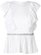 Elisabetta Franchi Open Back Peplum Blouse - White