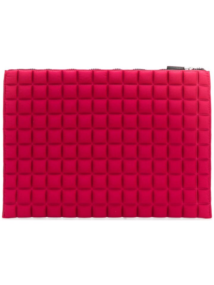 No Ka' Oi Large Grid Textured Pouch - Pink & Purple