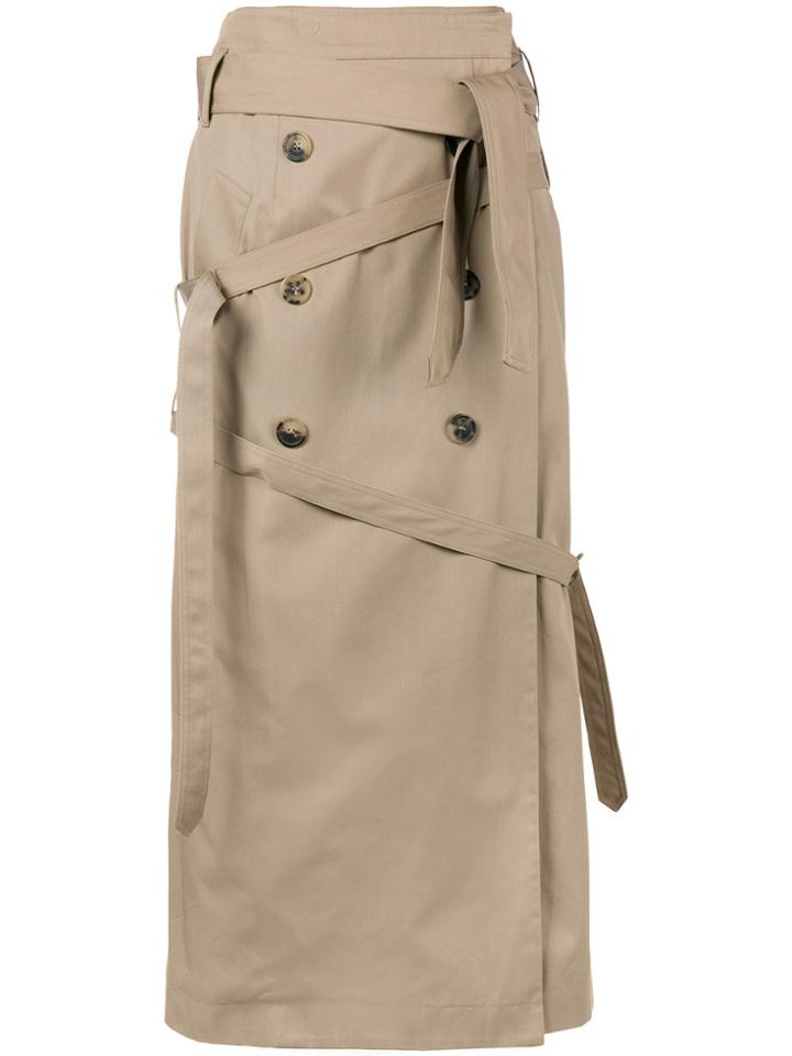 Rokh Multi-button Wrap Skirt - Nude & Neutrals