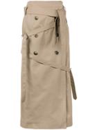 Rokh Multi-button Wrap Skirt - Nude & Neutrals