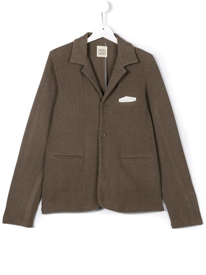 Douuod Kids Pocket Square Blazer, Girl's, Size: 14 Yrs, Brown