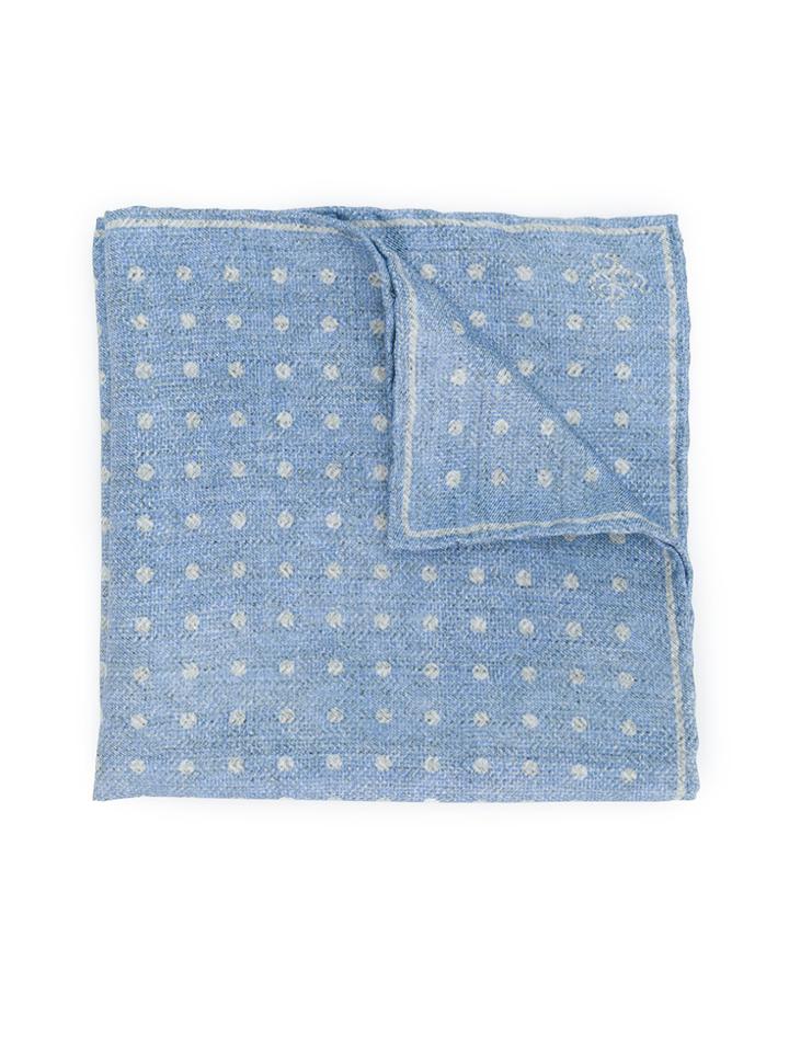 Canali Polka Dot Pocket Square - Blue