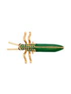 Oscar De La Renta Grasshopper Brooch - Green