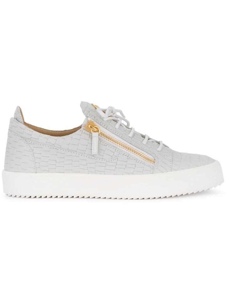 Giuseppe Zanotti Design Grey Croc Frankie Sneakers - White