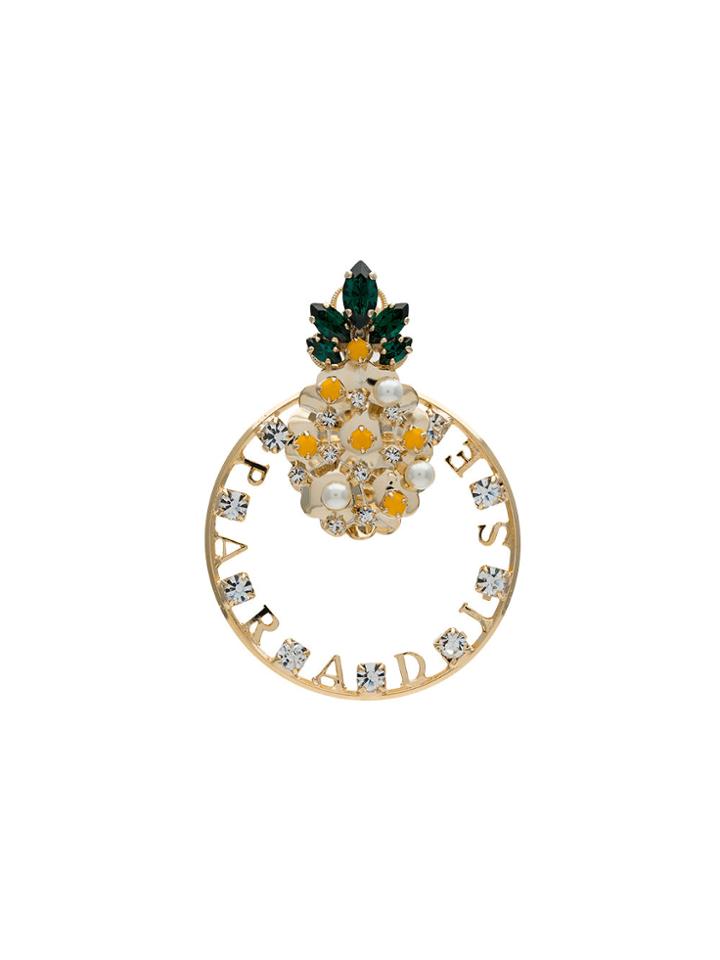 Anton Heunis Gold Tone Pineapple Swarovski Earring - Metallic