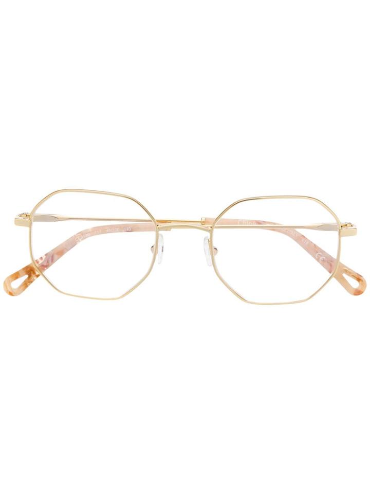 Chloé Eyewear Angled Thin Frame Glasses - Neutrals