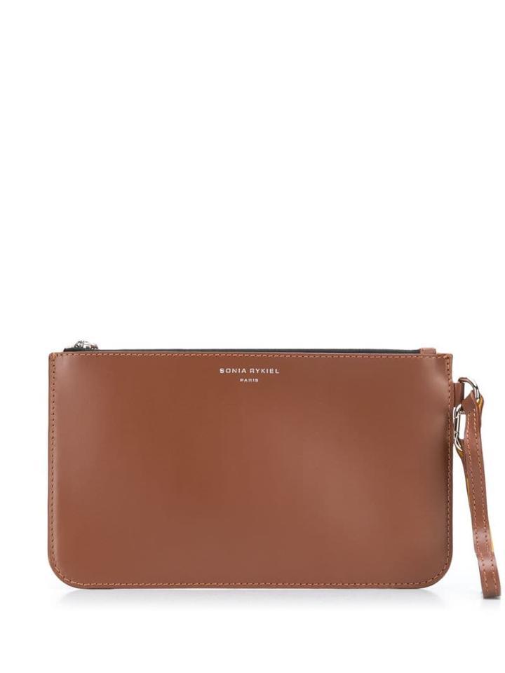 Sonia Rykiel Engraved Logo Clutch - Brown