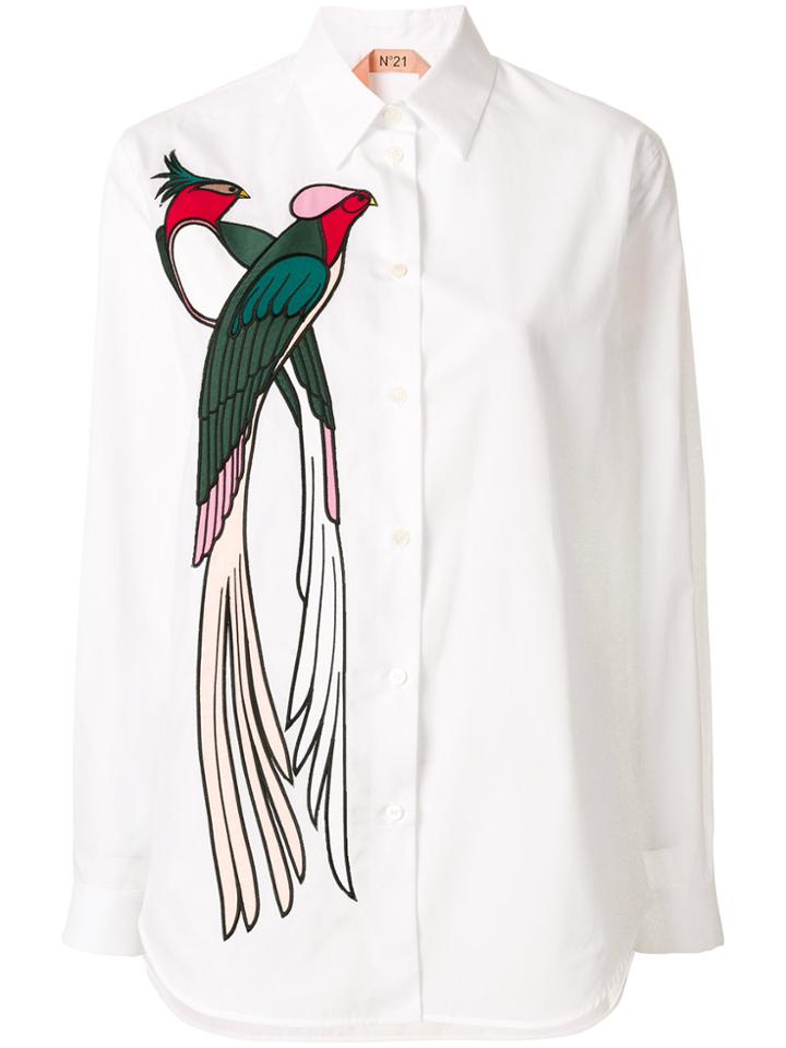 No21 Bird Appliqué Shirt - White