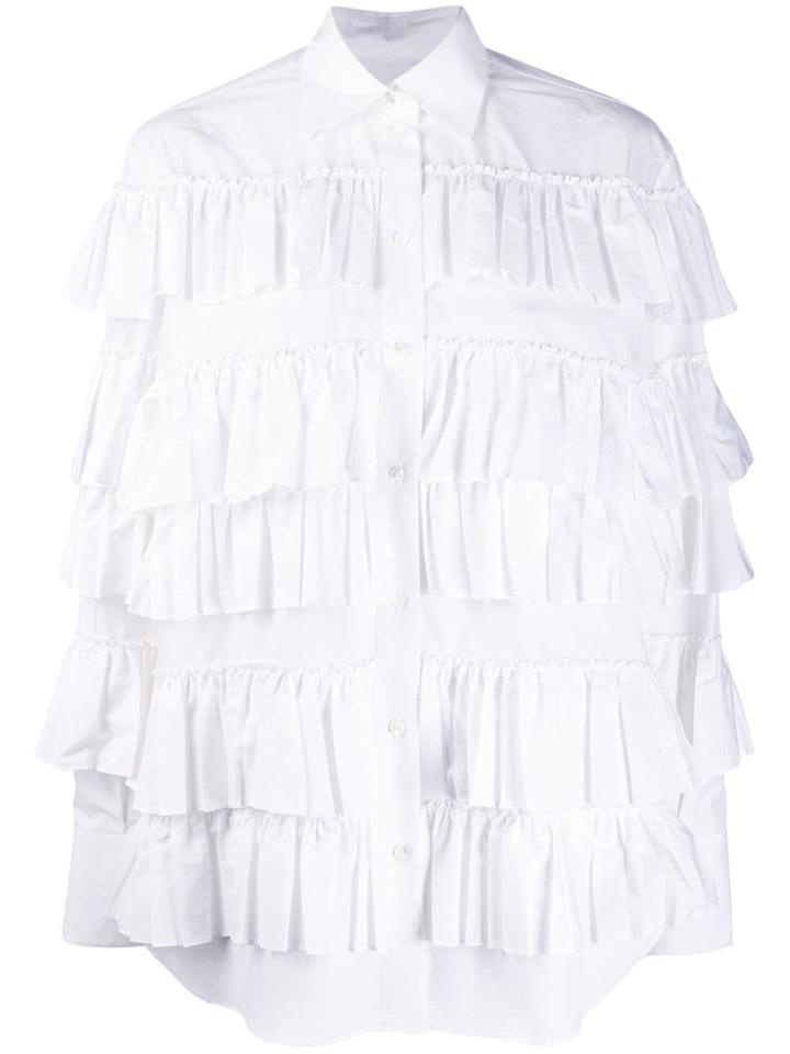 Valentino Pleated Ruffle Shirt - White