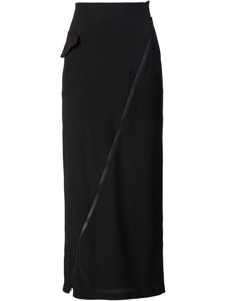 Yohji Yamamoto Zipped Long Skirt, Women's, Size: 2, Black, Silk