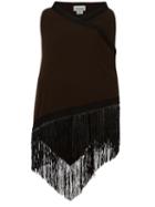 Babjades Fringed Wide Scarf, Women's, Brown, Leather/cashmere