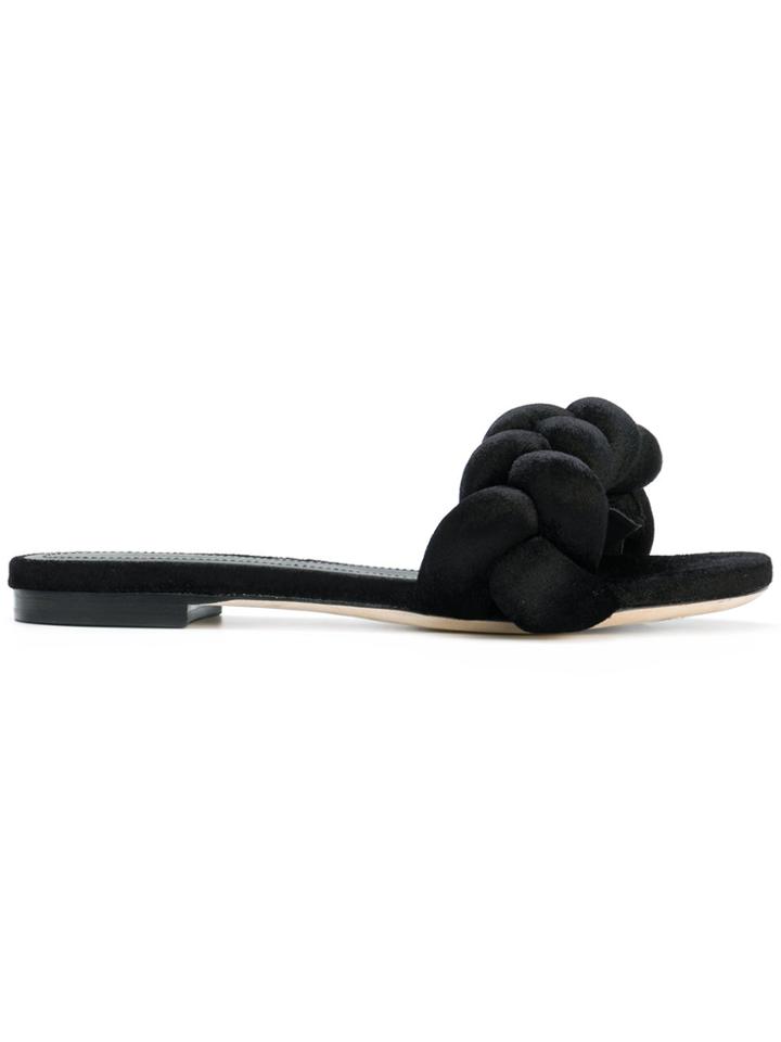 Marco De Vincenzo Plaited Toe Strap Sliders - Black