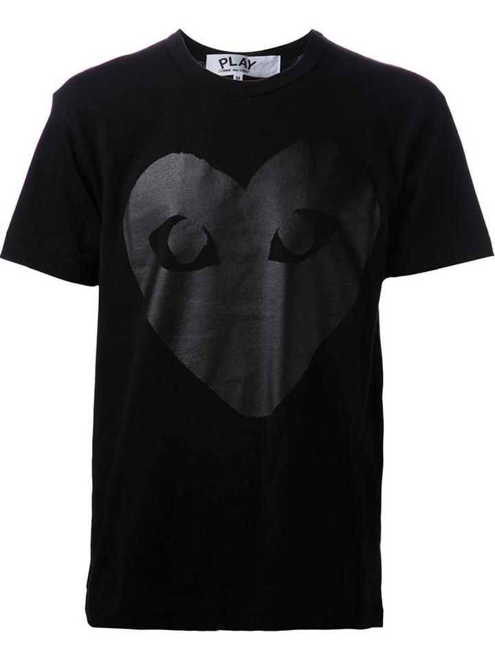 Comme Des Garçons Play Heart Print T-shirt, Men's, Size: Small, Black, Cotton