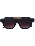 Kuboraum - Burnt Round Sunglasses - Unisex - Acetate - One Size, Black, Acetate